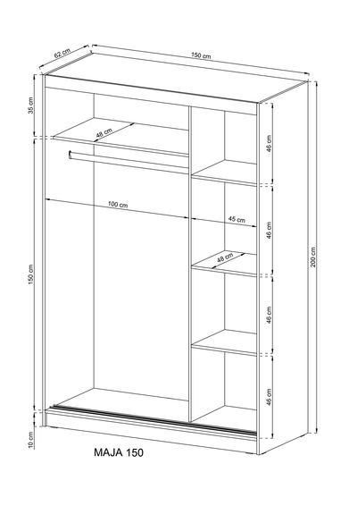 Wiki Sliding Door Wardrobe 150cm