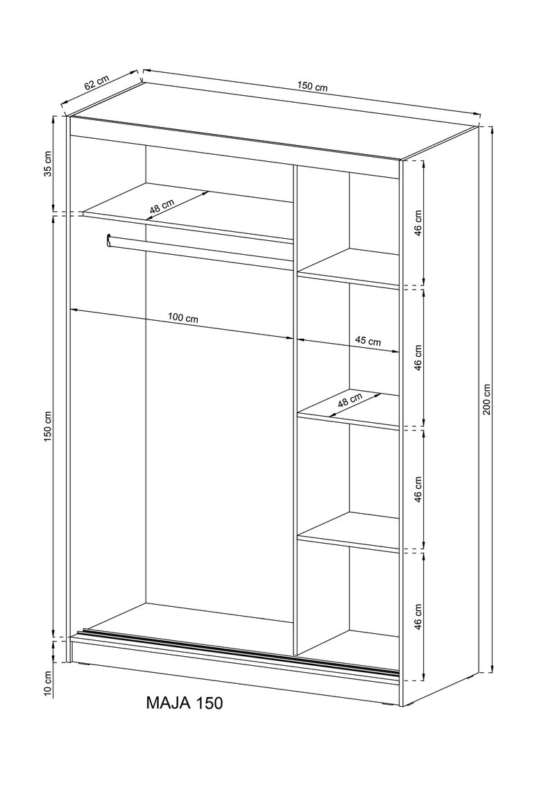 Wiki Sliding Door Wardrobe 150cm