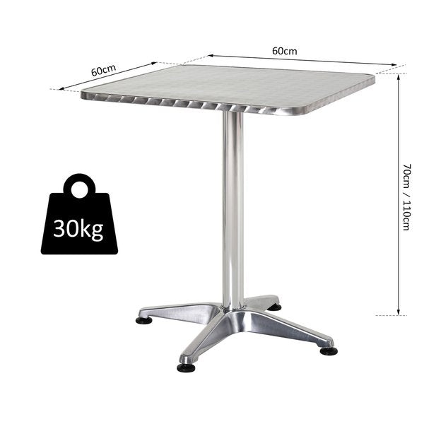 Height Adjustable Square Bar Table 60x60 Cm