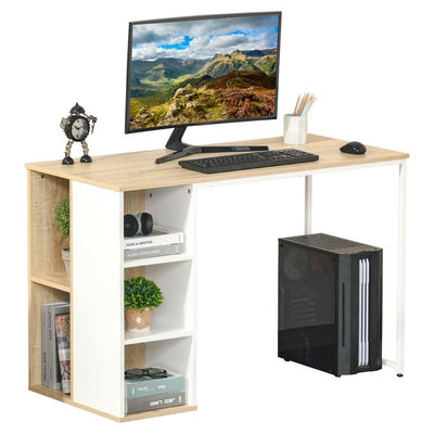 Home Office Computer Desk W/ Storage Shelves Writing Table Workstation - Oak Tone