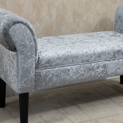 Crushed Velvet-Look Ottoman Seat, With Rolled Ends