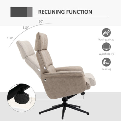 Swivel Recliner Chair And Footstool, Khaki