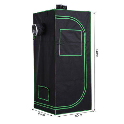 Hydroponic Plant Grow Tent W/ Window Tool Bag, 60L X 60W 140Hcm - Black/Green