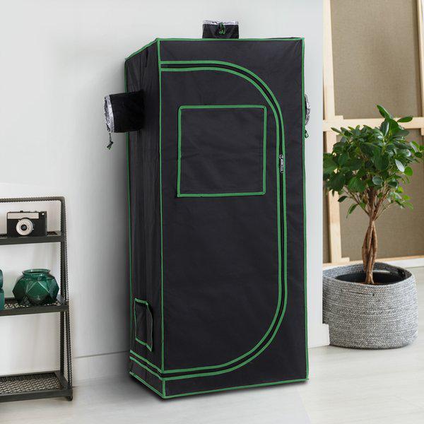 Hydroponic Plant Grow Tent W/ Window Tool Bag, 60L X 60W 140Hcm - Black/Green