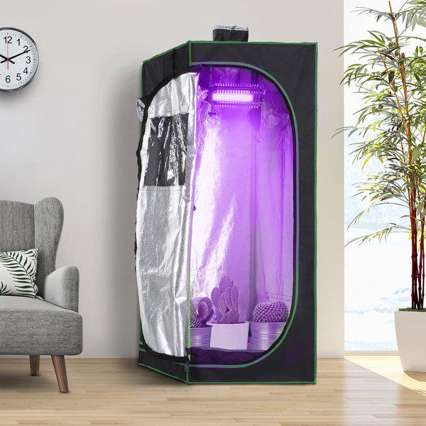 Hydroponic Plant Grow Tent W/ Window Tool Bag, 60L X 60W 140Hcm - Black/Green