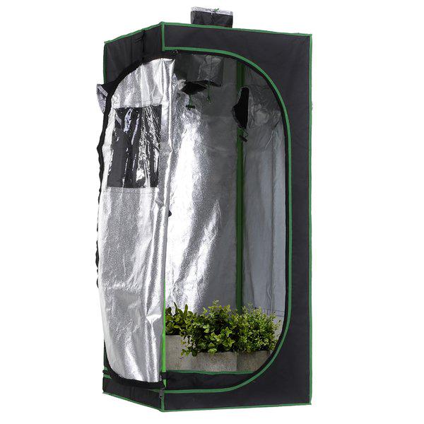 Hydroponic Plant Grow Tent W/ Window Tool Bag, 60L X 60W 140Hcm - Black/Green