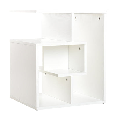 Side Table, 3 Tier End With Open Storage Shelves, White