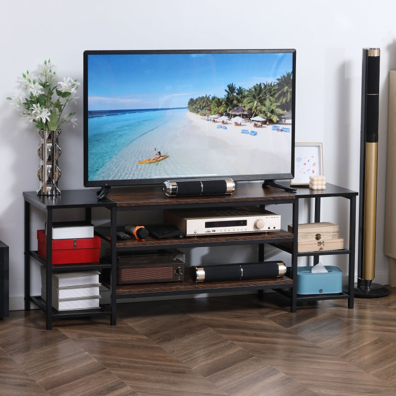 Industrial-Style Open Shelf TV Stand - Black