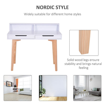 Scandinavian-Style Writing Desk, With Storage - White