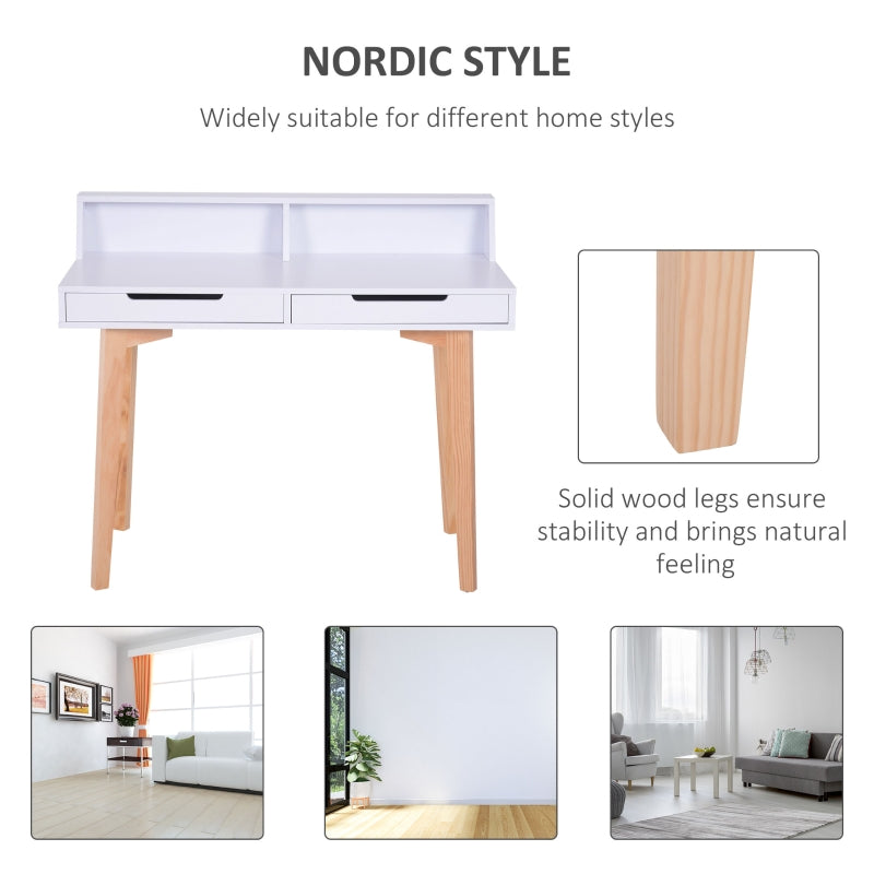 Scandinavian-Style Writing Desk, With Storage - White