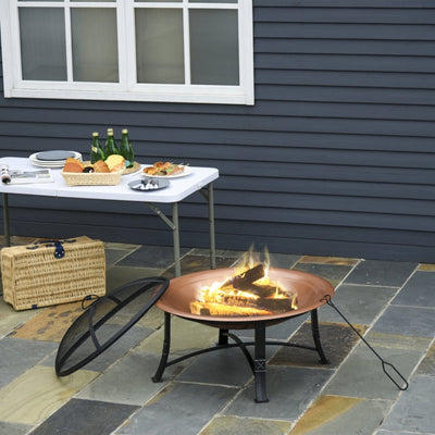 76cm Metal Large Firepit Bowl - Bronze