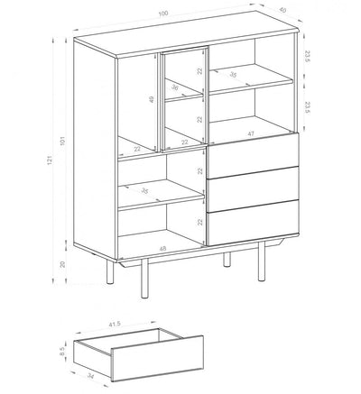 Inox Sideboard Cabinet 100cm