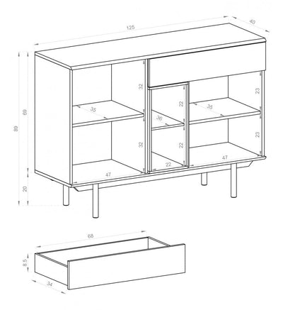 Inox Sideboard Cabinet 125cm