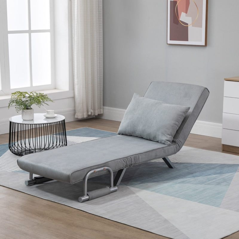 Suedette Adjustable Back Futon Sofa Chair - Grey