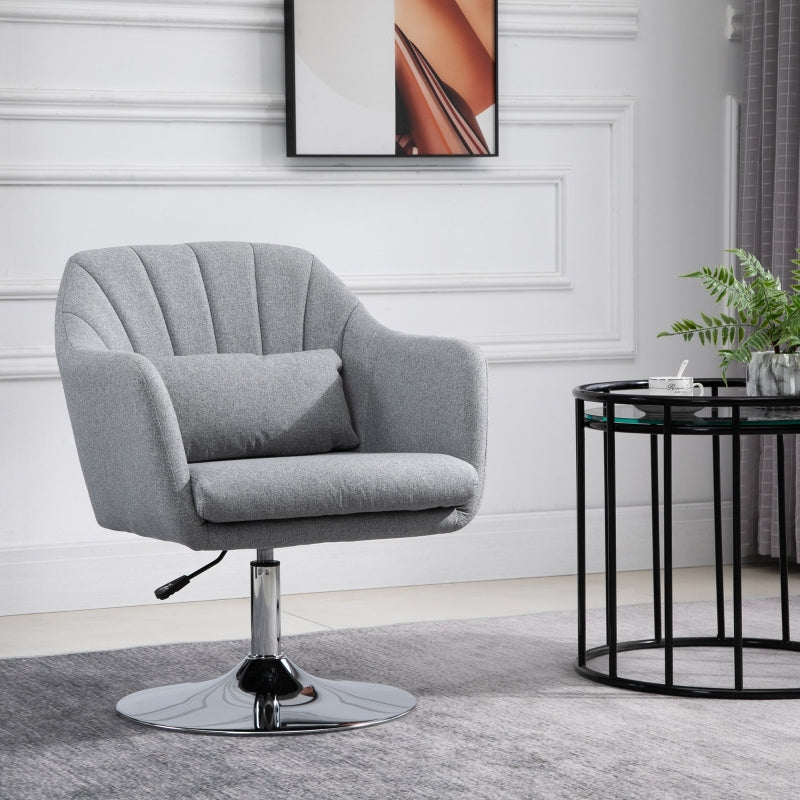 Swivel Base Accent Chair, With Pillow - Light Grey