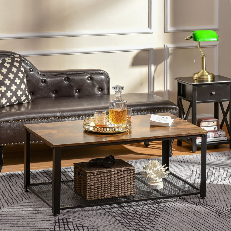 Steel Frame Industrial Style Coffee Table Brown/Black