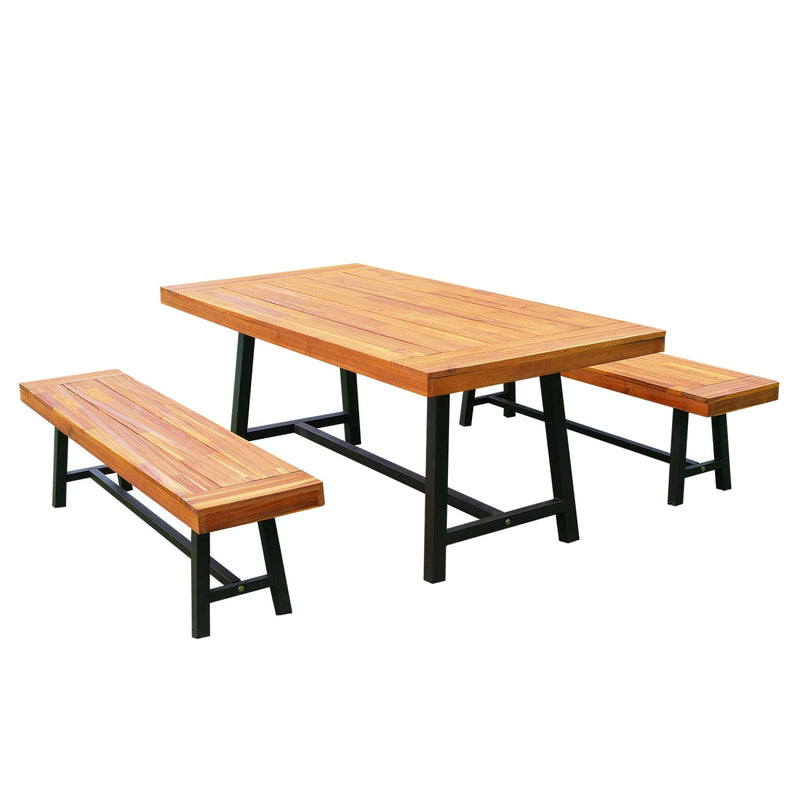 Outsunny 3 Pieces Set, Acacia-Natural Wood Colour