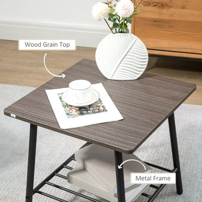 Side Table With 2-Tier Storage