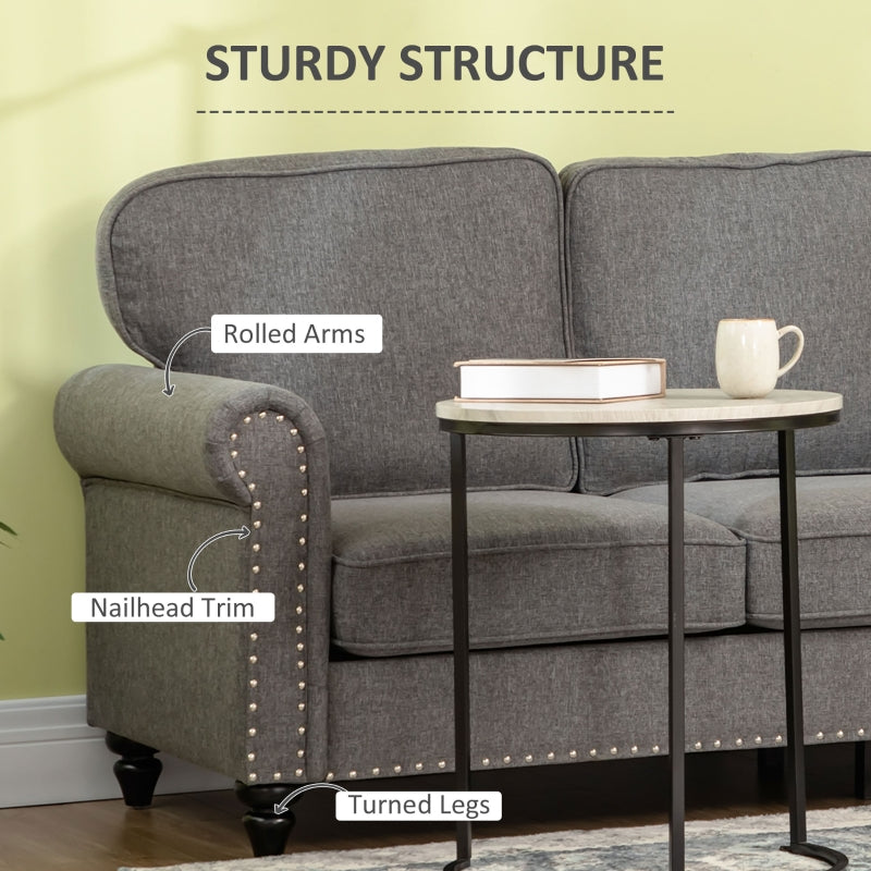 Three-Seater Studded Edge Sofa - Grey