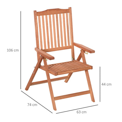 5-Position Acacia Wood Chair, 64Lx55Wx110H Cm