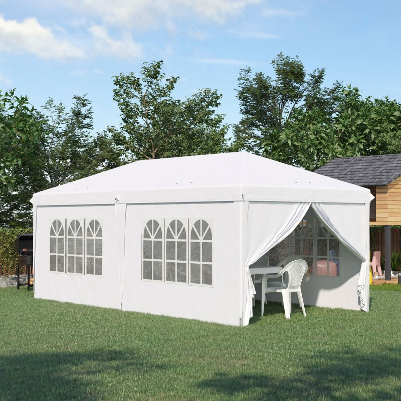 3 X 6 M Pop Up Gazebo With Sides And Windows, White