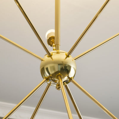 HOMCOM Modern Sputnik Ceiling Lights, 10-Light Chandelier for Bedroom Living Room with E27 Base, 65x65x78.5cm, Gold Tone