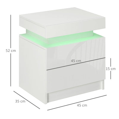 White Bedside Table With LED Light