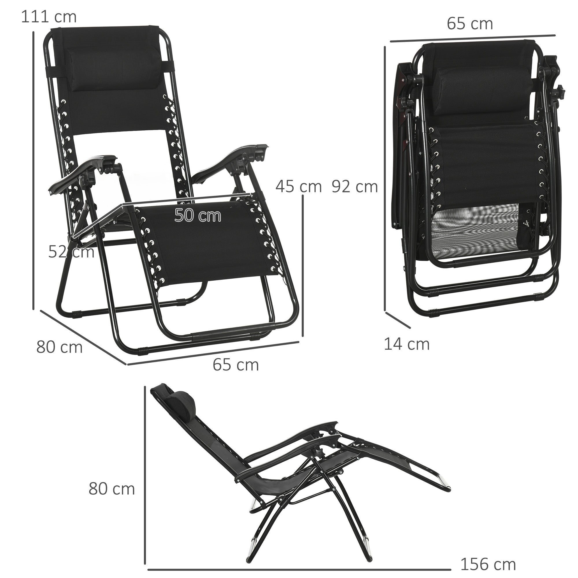 Outsunny Foldable Reclining Garden Chairs with Footrest and