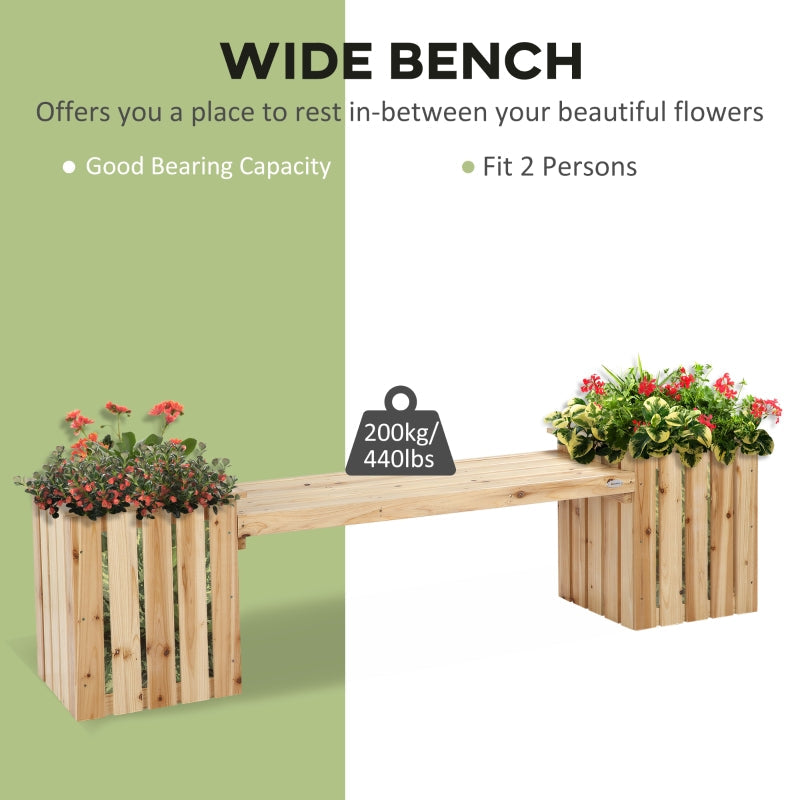 2 Seater Wooden Garden Planter - Natural