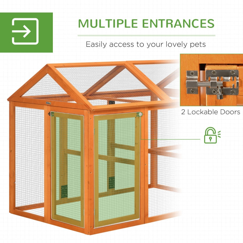 Large Chicken Run, Wooden Coop, With Combinable Design - Effect