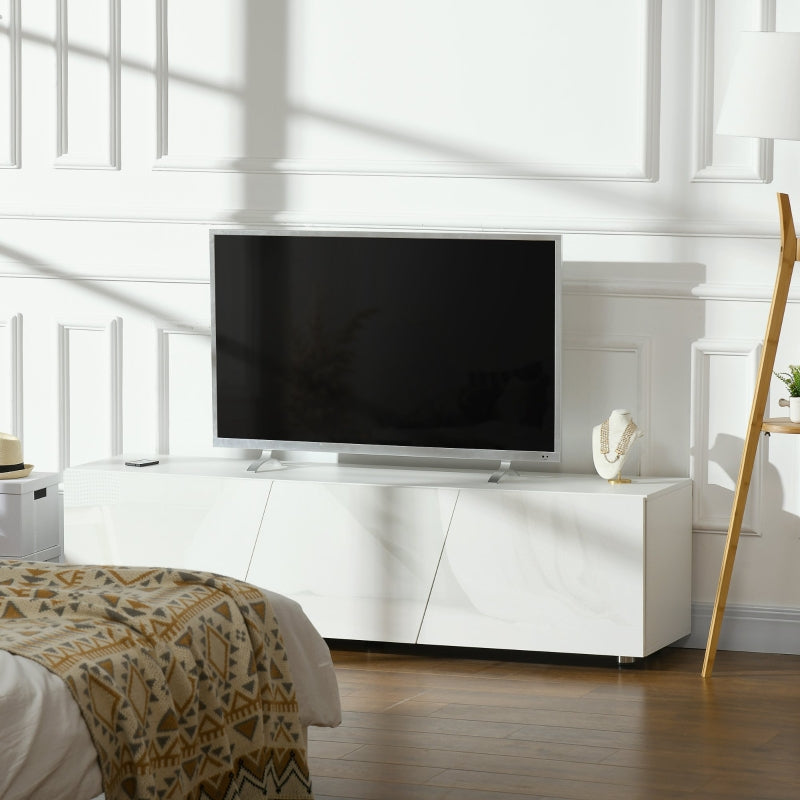 Mueble de TV de alto brillo, color blanco 