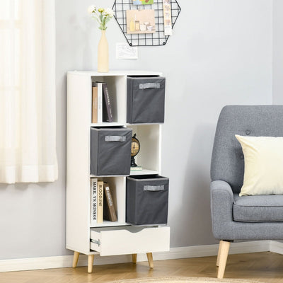 Six Shelf And Drawer Storage Unit - White/Grey