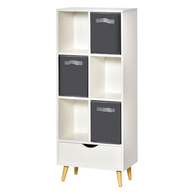 Six Shelf And Drawer Storage Unit - White/Grey