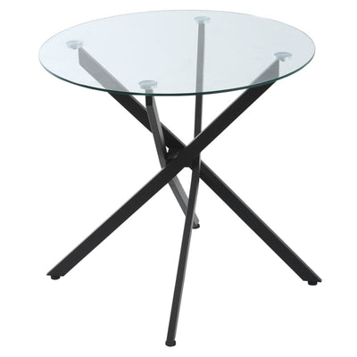 Side Table With Clear Tempered Glass Top Black