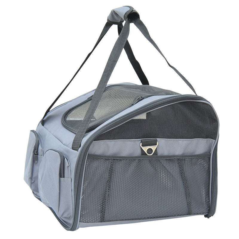 Pawhut Pet Carrier Portable Cat Carrier Folding Dog Bag with Mesh Windows, 41 x 34 x 30 cm, Grey