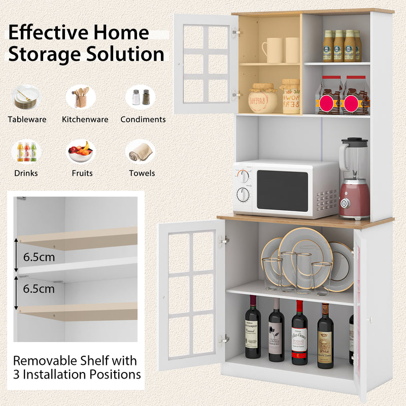 183 cm Kitchen Buffet Sideboard with Hutch-White