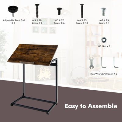 Adjustable C Table with 5-Position Tilt Angles and Stopper