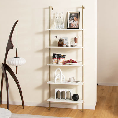 5-Tier Ladder Shelf with Steel Frame for Living Room Bedroom Office