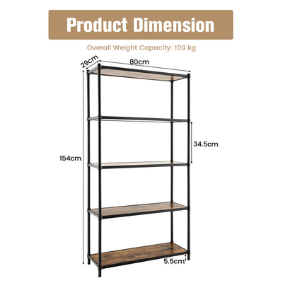 Estantería de madera de 5 niveles para sala de estar, dormitorio y oficina