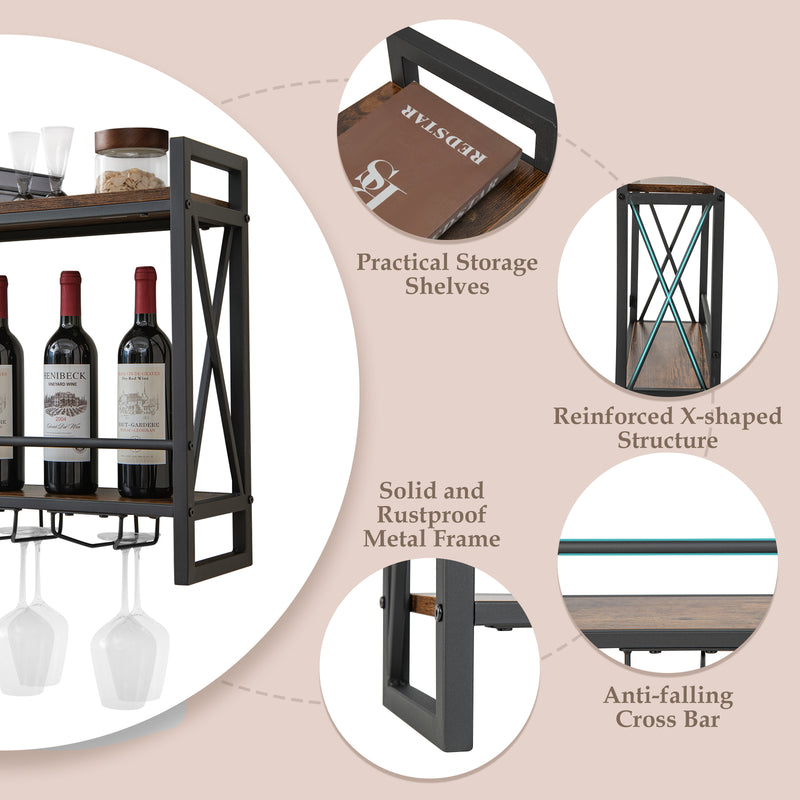 Heavy Duty Metal Hanging Wine Bottle Holder for Home Bar-2-Tier