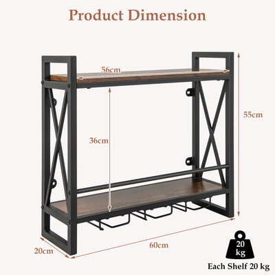 Heavy Duty Metal Hanging Wine Bottle Holder for Home Bar-2-Tier