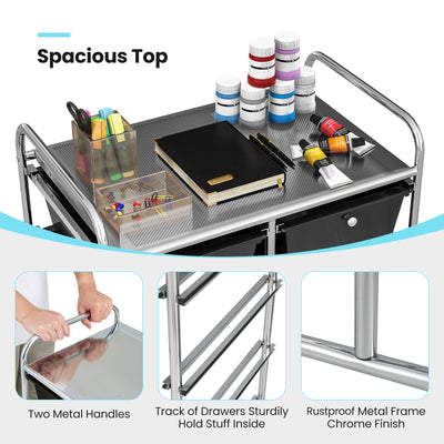 Carrito de almacenamiento con ruedas y 10 cajones para organizar herramientas, álbumes de recortes y papel, color negro