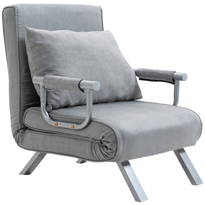 Suedette Adjustable Back Futon Sofa Chair - Grey