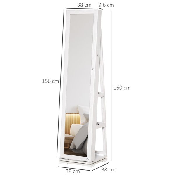 Jewellery Cabinet Lockable Armoire W/ Mirror Cosmetics Storage