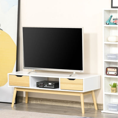 Wooden Base Multi-Storage TV Stand - White