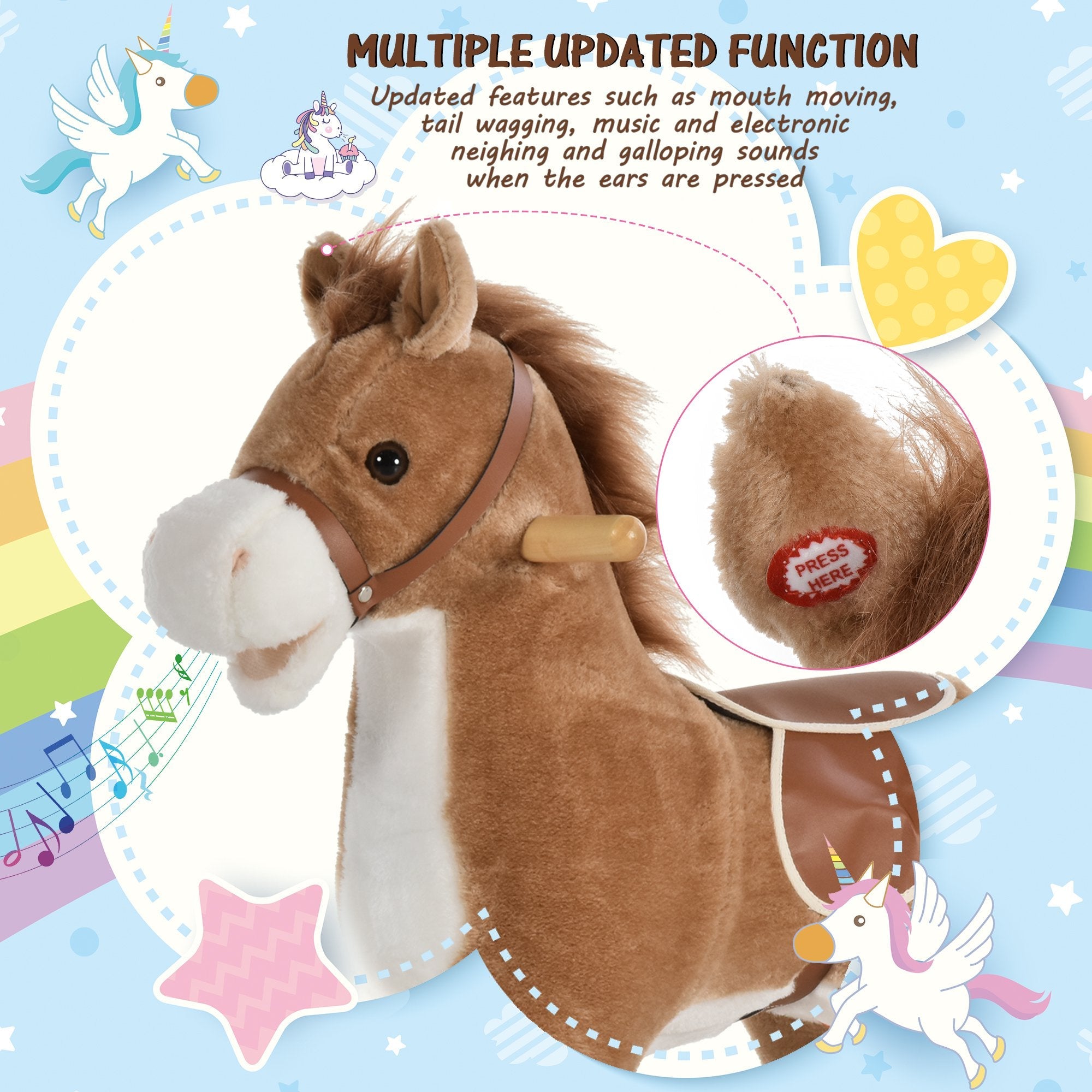 Plush rocking horse with sound store and movement