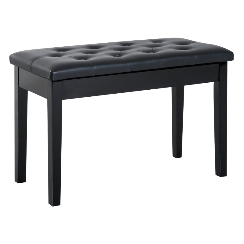 PU Leather Upholstered Piano Stool Makeup Bench, Black