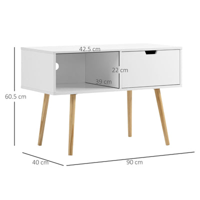 Boxy TV Stand, With Storage - White