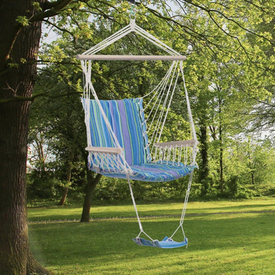 Outdoor Hammock Hanging Rope Chair - (Blue)