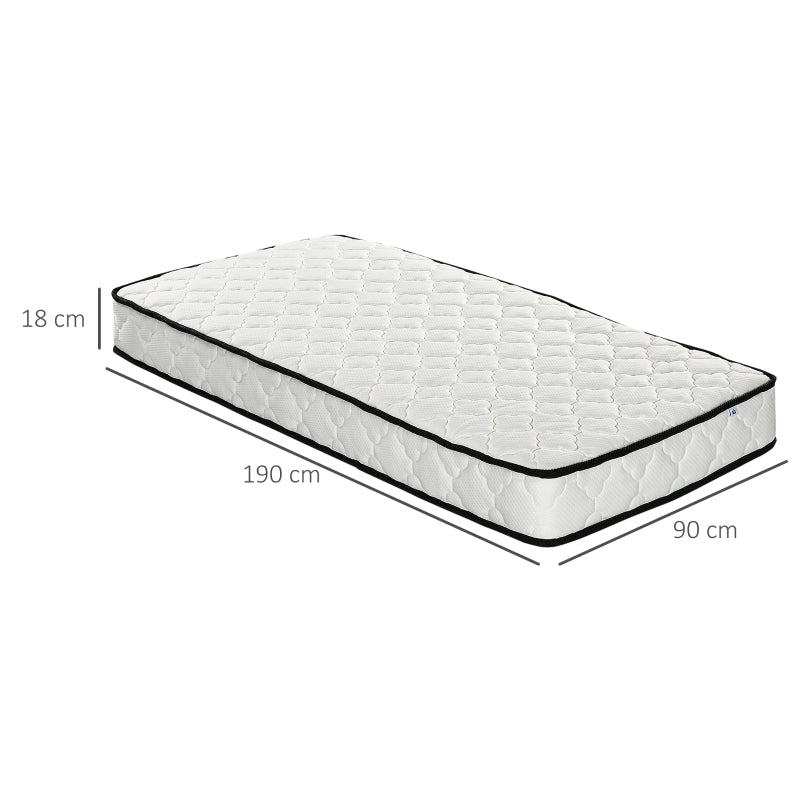 3ft Single Mattress, White